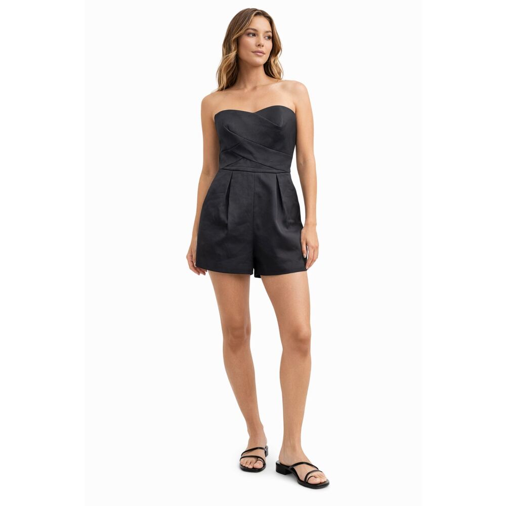 KEEPSAKE Pleated Sleeveless Romper Black X-Small‎